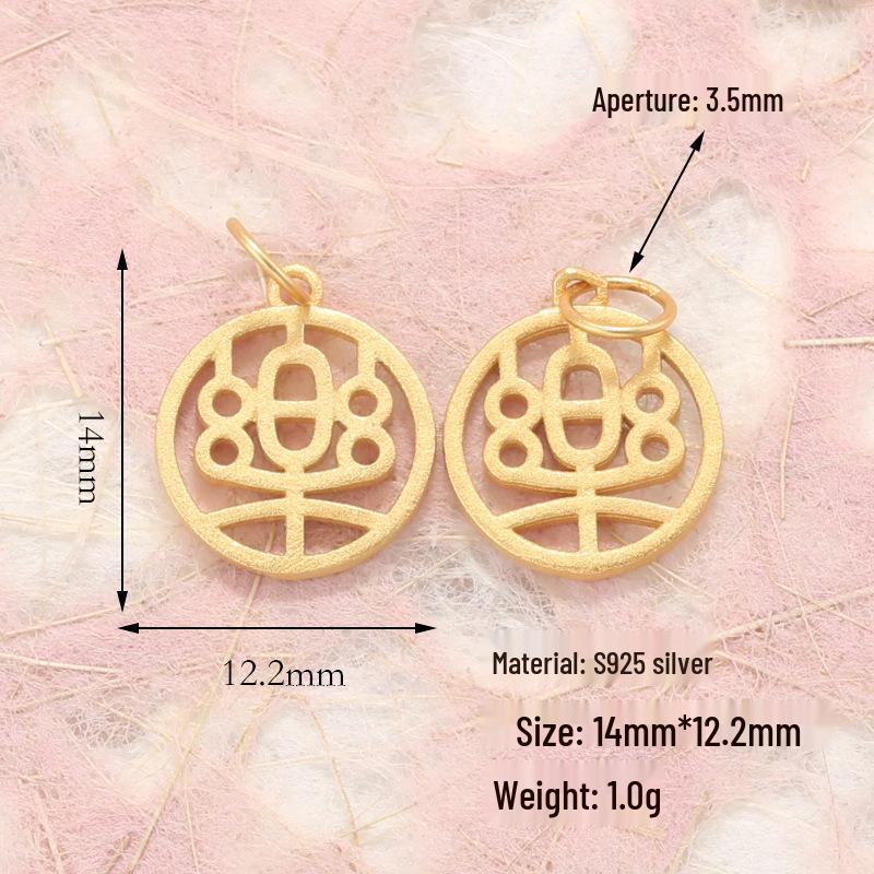 S925 Silver Gold-Plated Butterfly Abacus Pendant with Fu Character for DIY Bracelet & Necklace
