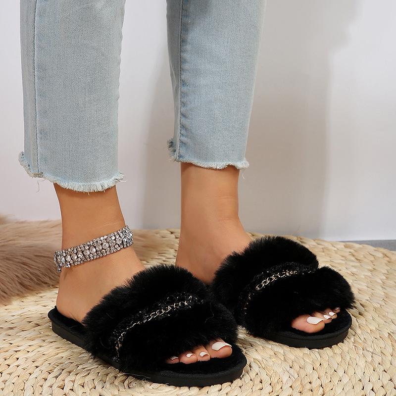 European Style Plush Thick-Sole Women's Slippers for Indoor/Outdoor Winter Use