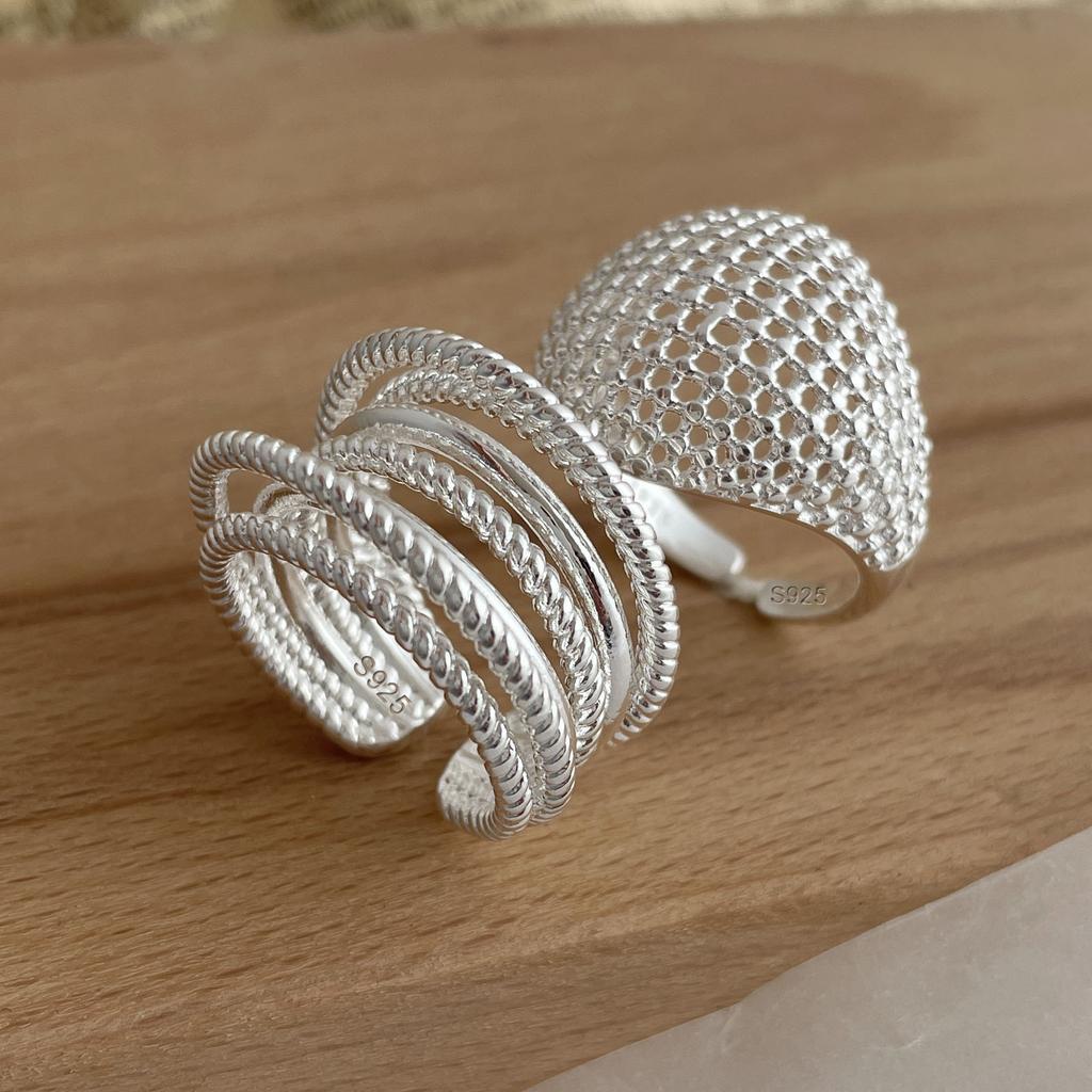 925 Sterling Silver Rings for Women Couple Minimalist Handmade Simple Wide Interware Ring Party Jewelry Gift Prevent Allergy
