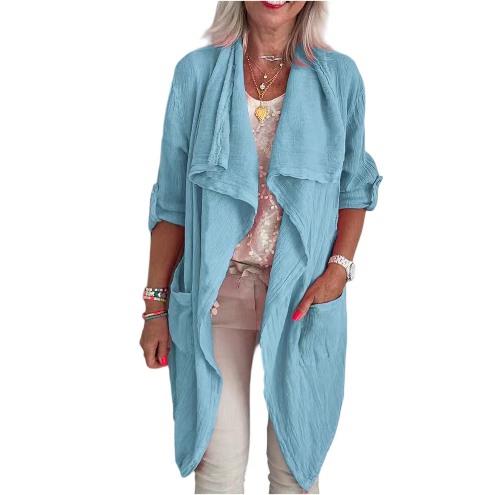 

Женский модный повседневный кардиган-жакет однотонного цвета с длинными рукавами XL зелёный