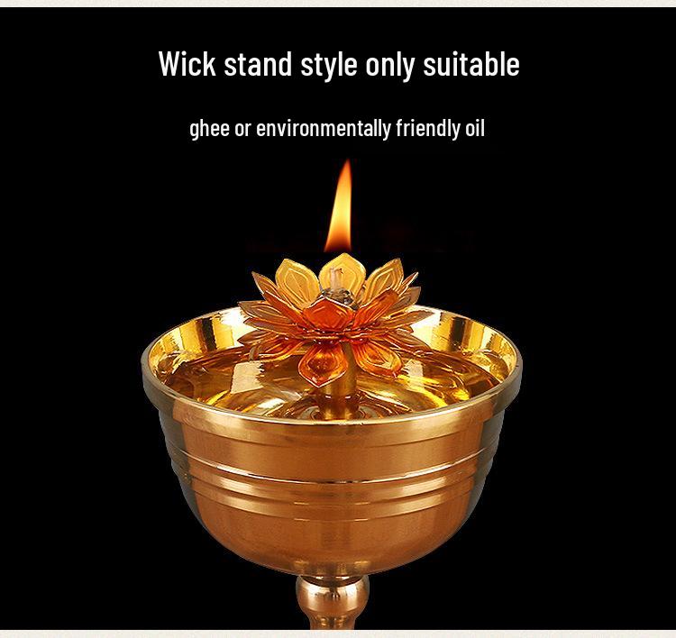 Ghee-Lampenhalter für die Anbetung: Reines Kupfer Messing Ewiges Licht für Buddha-Altar, Kompatibel mit essbarem Sesamöl.