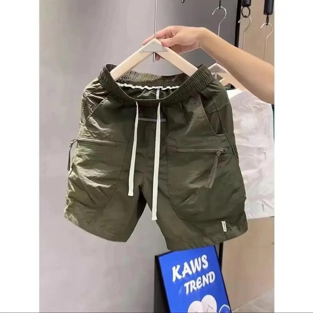 Men's Summer Pocket Zipper Cargo Shorts Loose Quick-drying Sports Casual Five-point Beach Pants
