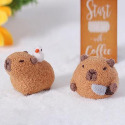 Cute Chubby Capybara Gray Fish Beginner Material Kit Wool Felt Handmade Diy Doll Plush Toys Desktop Decorations