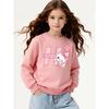 Girls' Round Neck Sweatshirt, Girls' Casual Printed Round Neck Pullover, Cute Cat Pink Bow Heart Design