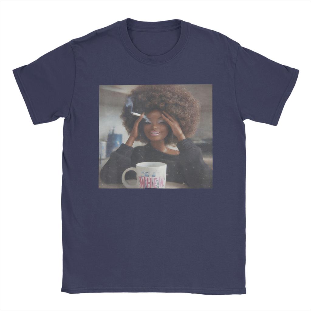 Fun Doll Face Sarcastic Doll Smoking Yk Unisexs T Shirts  Unique Tee Shirt Short Sleeve Round Collar TShirts Pure Cotton 6XL Tops