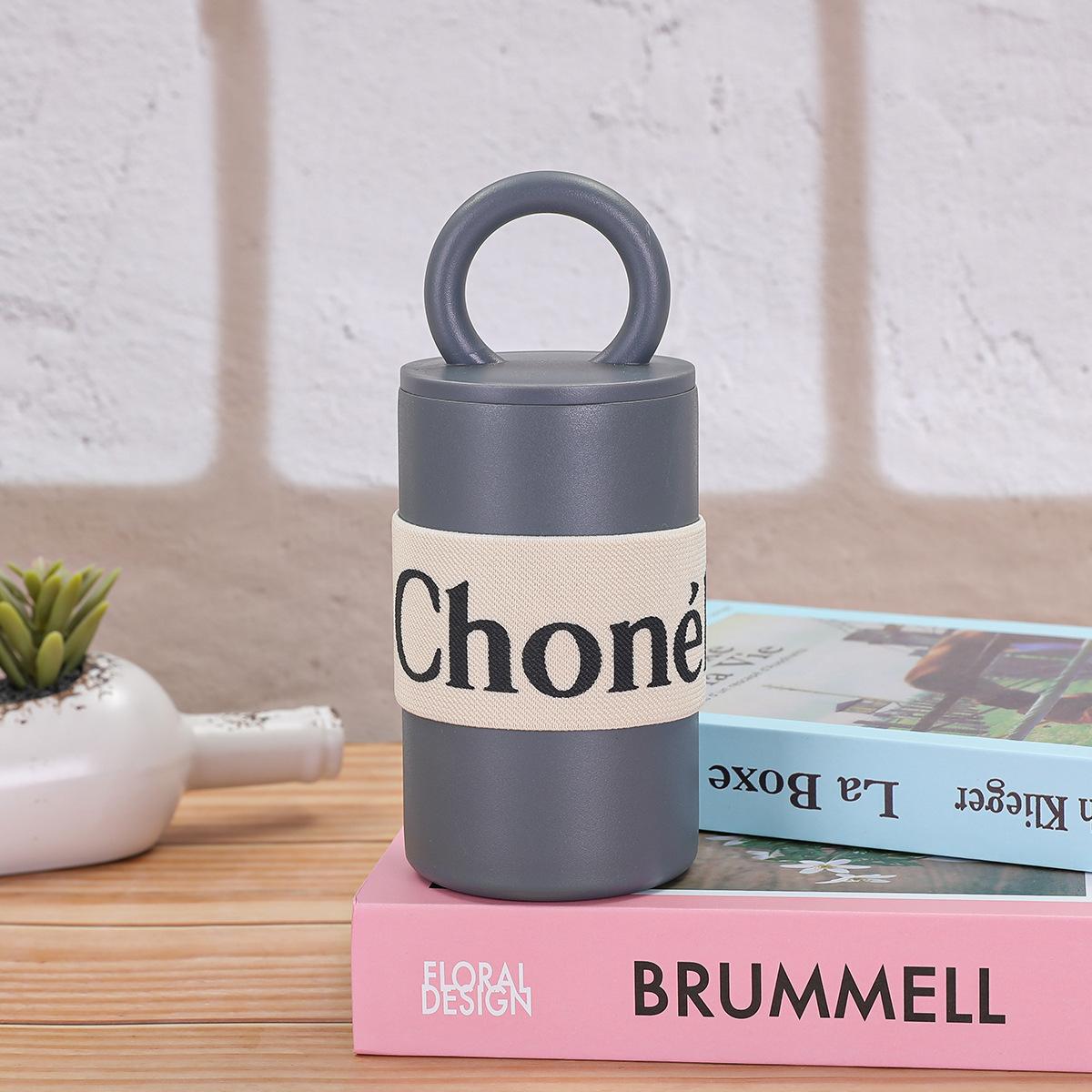 

Simple 304 Stainless Steel Thermos Cup French Portable Coffee Cup Girls Outdoor Portable Accompanying Cup 400ml сірий колір