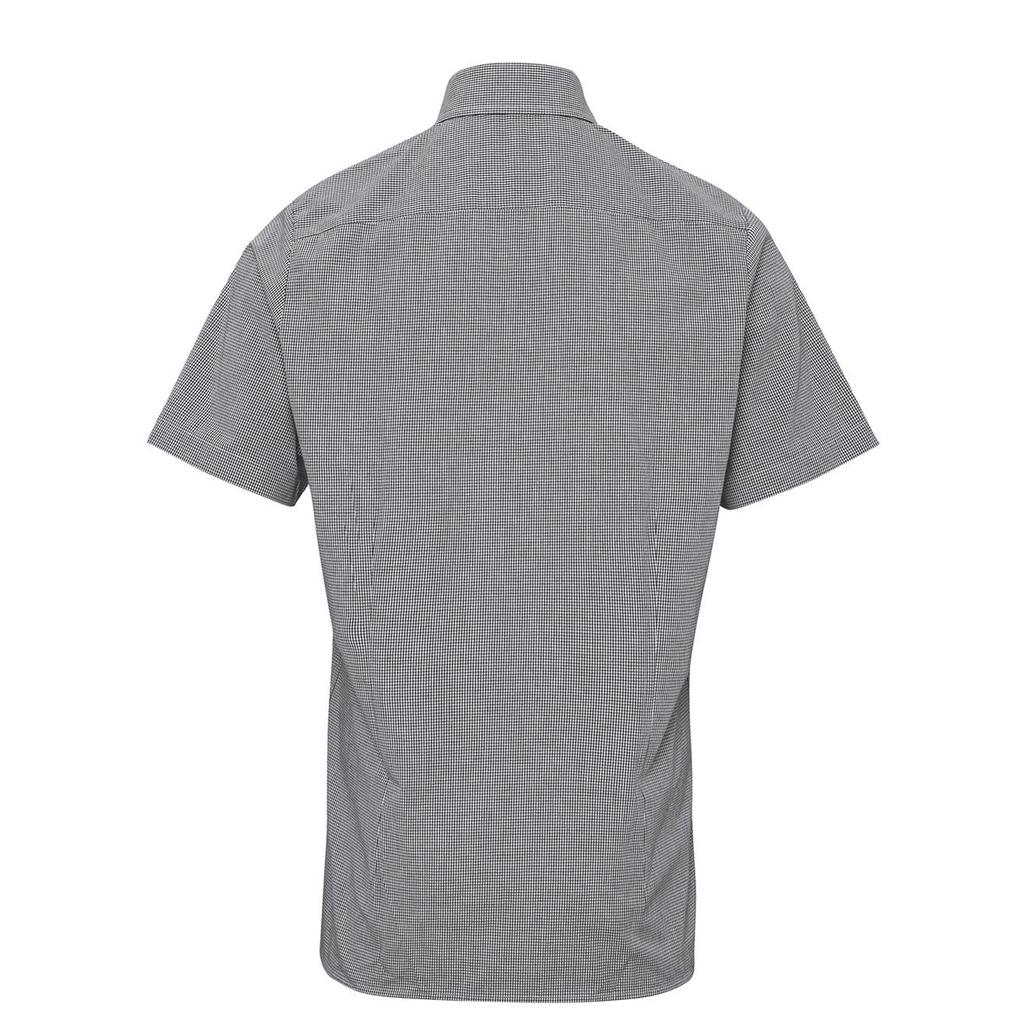 Premier Mens Micro Gingham Check Cotton Short-Sleeved Shirt