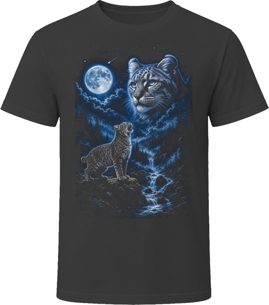 Highlander Cat Howling at the Moon Mystical Retro Cat Lover Gift T Shirt
