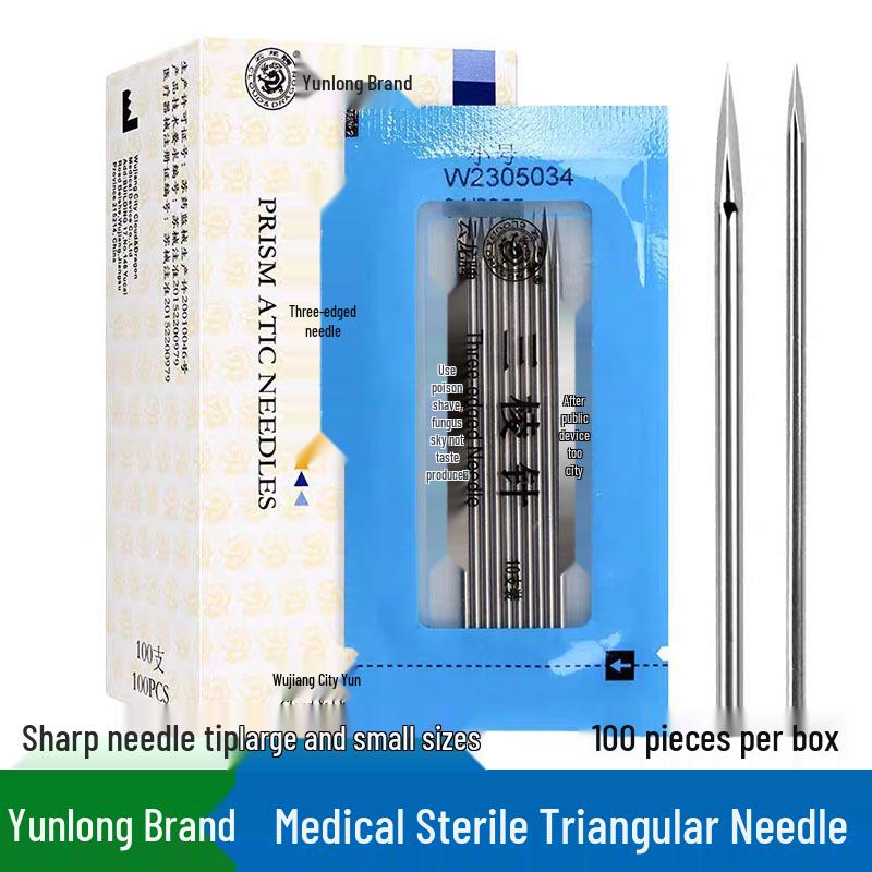 Yunlong Three-Edged Acupuncture Bloodletting Needle - Large & Small Sizes for Chinese Medicine and Cupping