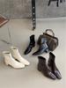 2025 Winter neue Stiefel mit dickem Absatz und eckiger Spitze, kurze Stiefel im koreanischen Stil, elastische Stiefel