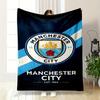 Manchester City Logo Warm Blanket with Blue Stripes Flannel Blanket for Bedroom, Living Room, Sofa, and Nap.