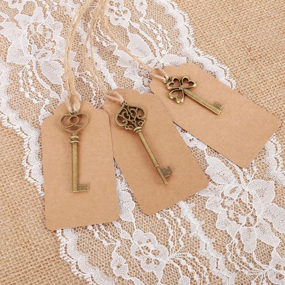 40 ks Klíč Otvírák na láhve svatební dárky pro hosty Měděná barva Kostra klíče Otvírák na pivní láhve s personalizovanými samolepkami
