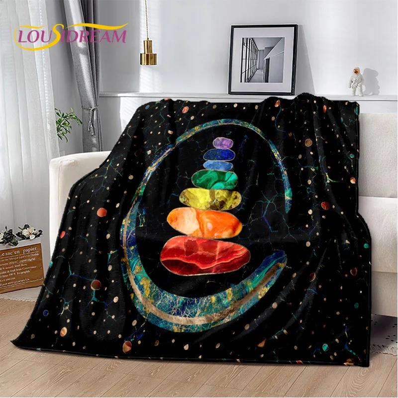Naturalize Yoga Zen Meditation Rainbow 7 Chakra Blanket,Flannel Throw Blanket for Home Bedroom Bed Sofa Picnic Hiking Cover Kids