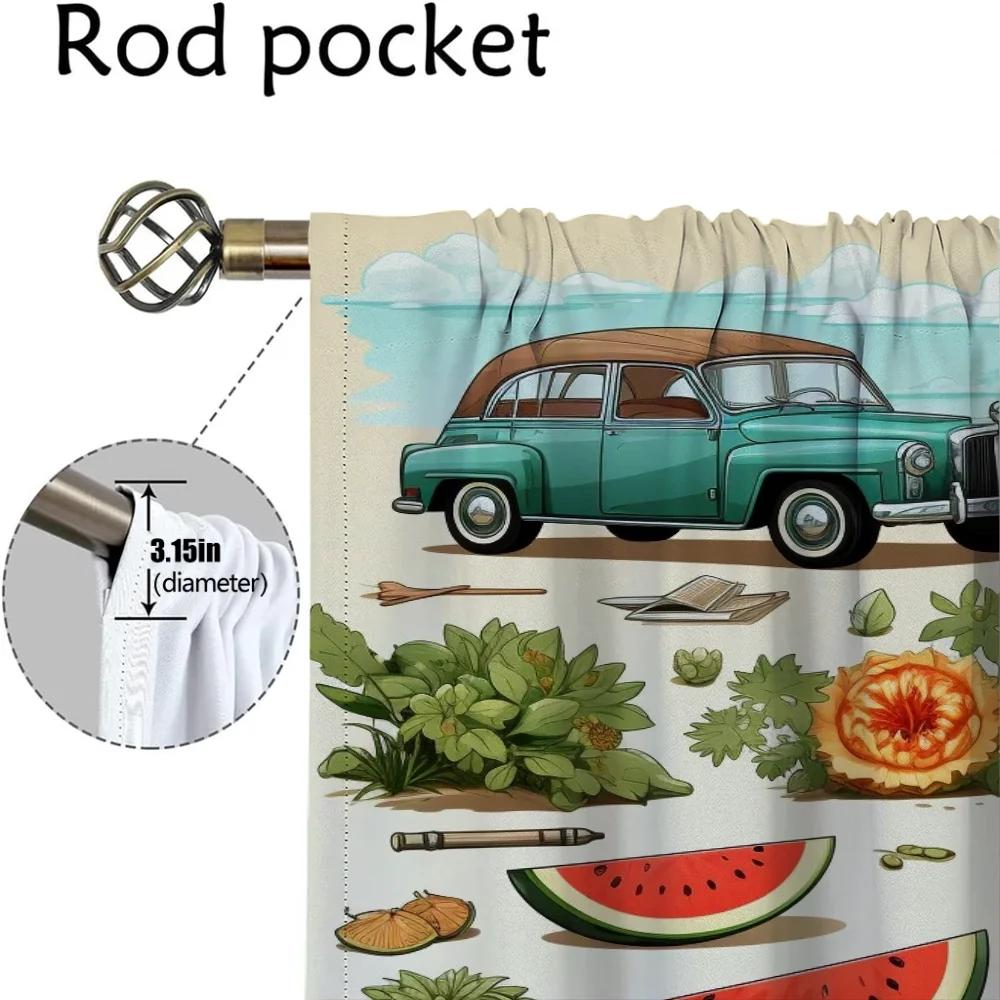 Perdele de bucătărie cu ilustrații de viață de vară pentru camera de zi, decorațiuni de Halloween, perdele interioare pentru casă, 2 piese, perdea de fereastră