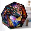 1pc Stained Glass Dragon Automatic Folding Umbrella with 8 Bones, 3-Fold Compact Umbrella, Compact Design On-the-Go Essential, Casual Outdoo