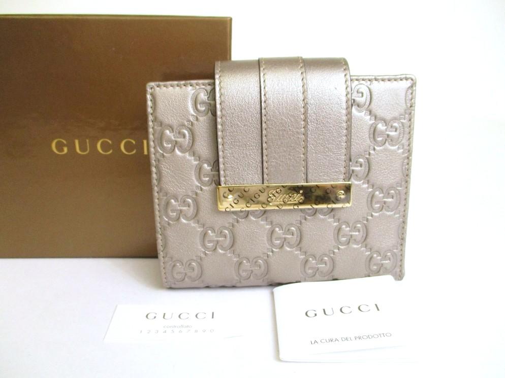 Authentic GUCCI GG Metal Guccissima Gray Signature Leather Bifold Wallet #a879  Refurbished