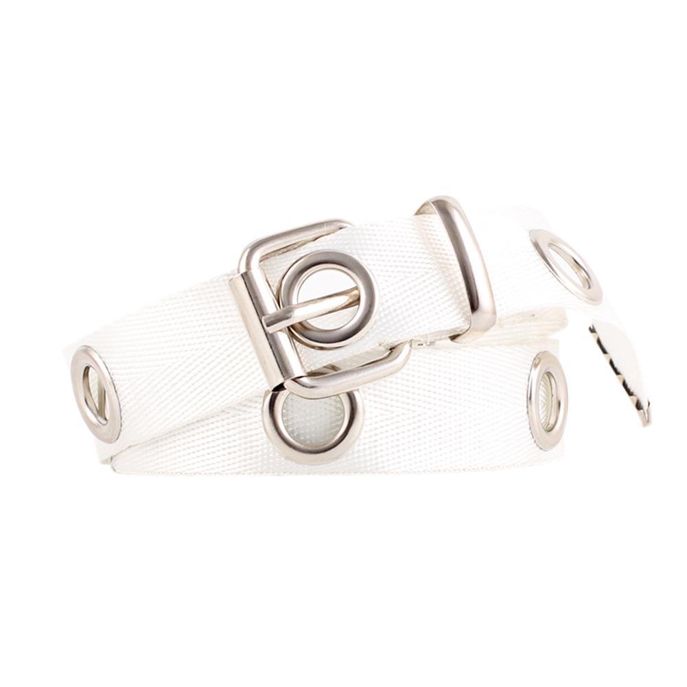 Women Fashion Lengthen Canvas Belt with Rectangle Metal Buckle