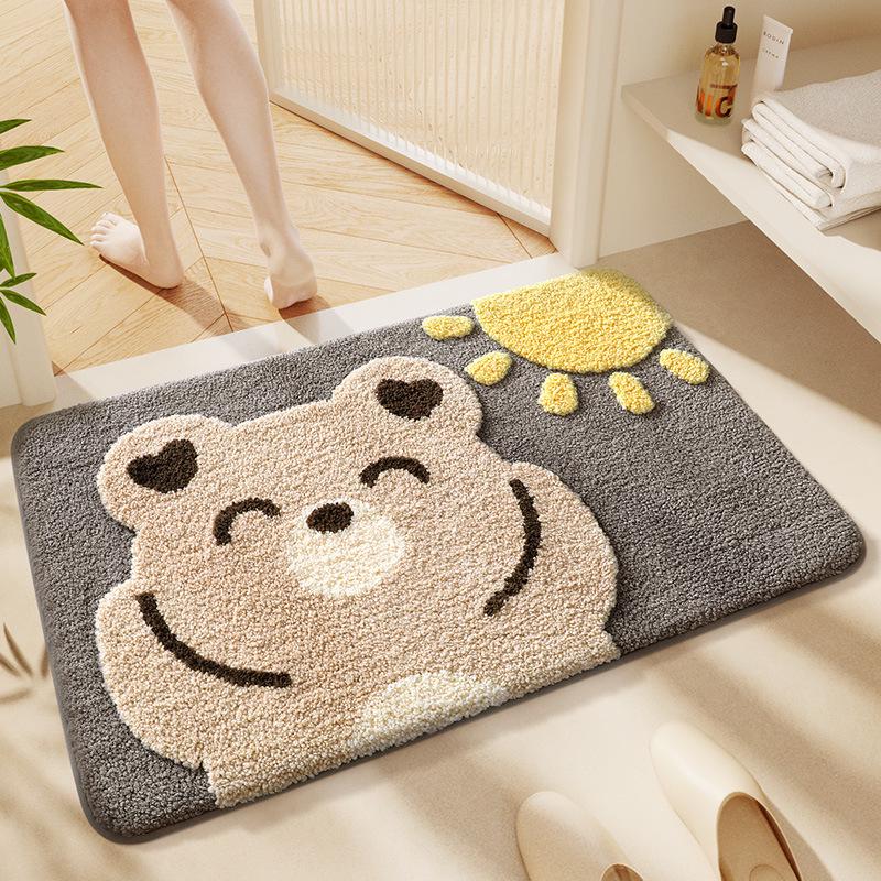 Cartoon Animal Imitation Cashmere Non-Slip Door Mat - Thick, Wear-Resistant, Water-Absorbing Entrance Rug