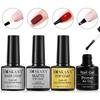 Nail Art Gel Set: No Wipe Top & Base Coats, Matte Top, Bonding Agent