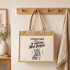 Sac cabas - PLANETEE - Collection « J'peux pas minimaliste » - Toile de jute &amp; coton - 21 L (43×33×21 cm) - Illustration noire