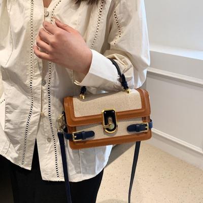 Mode Colorblocking Design Kleine Tasche Damen Hundert Handtasche Kleine Quadratische Tasche Schultertasche Retro Freizeit Crossbody PU Material