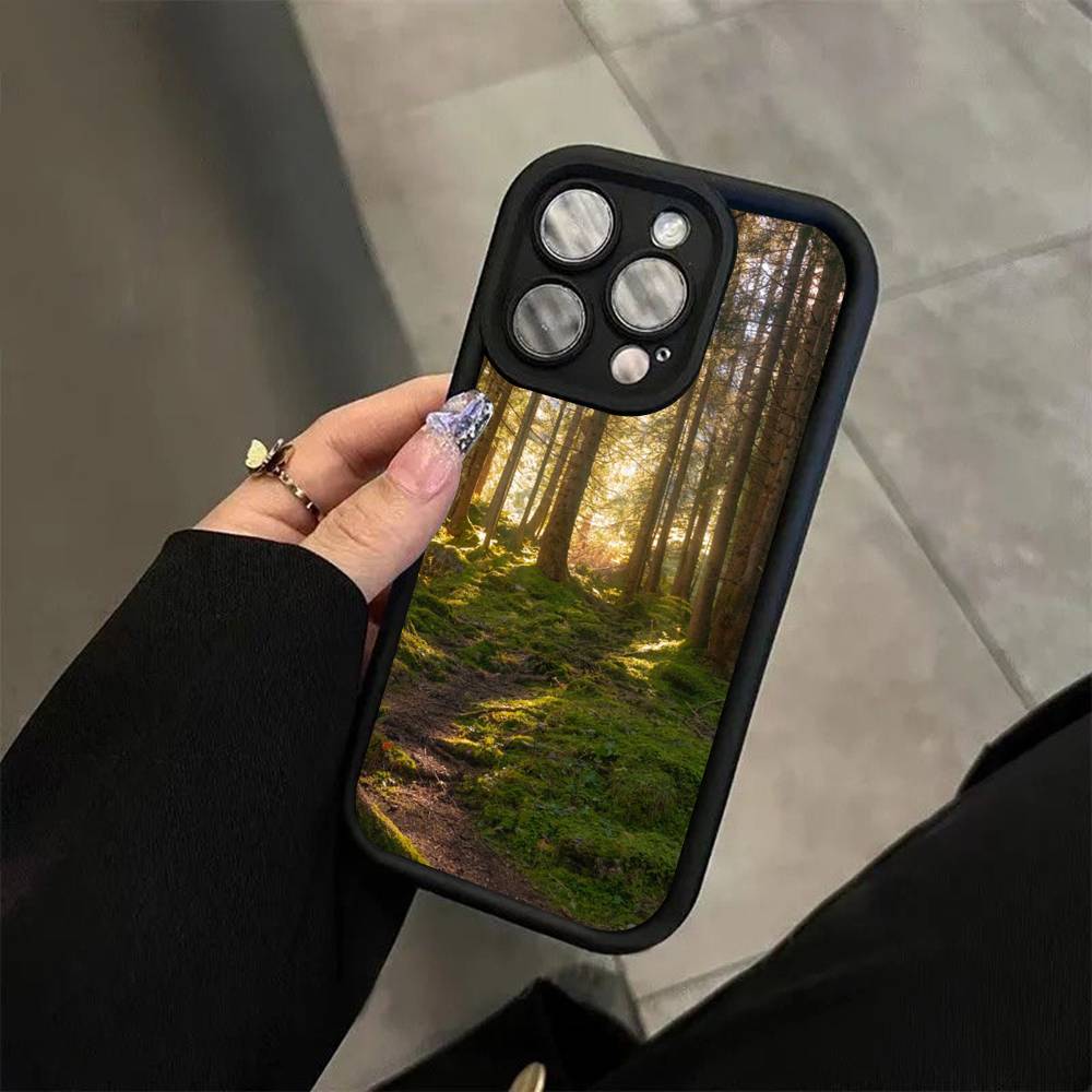 Forest Beach Sunrise Mountains Nature Phone Case For iPhone 11 12 13 14 15 16 17 Pro Max Shockproof Soft TPU Back Cover