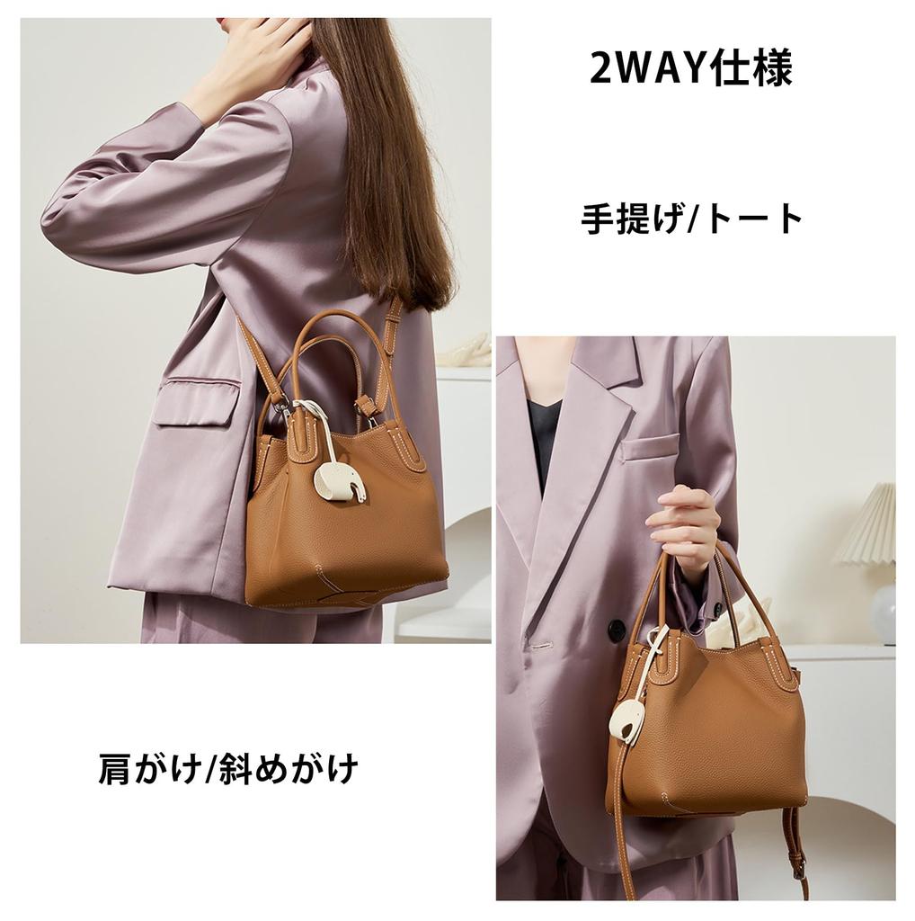 Rortyno Women's Genuine Leather Shoulder Bag, Tote Bag, Large Capacity Handbag, 2-Way Bucket Bag, Cowhide Leather Business Bag, Shoulder Bag,