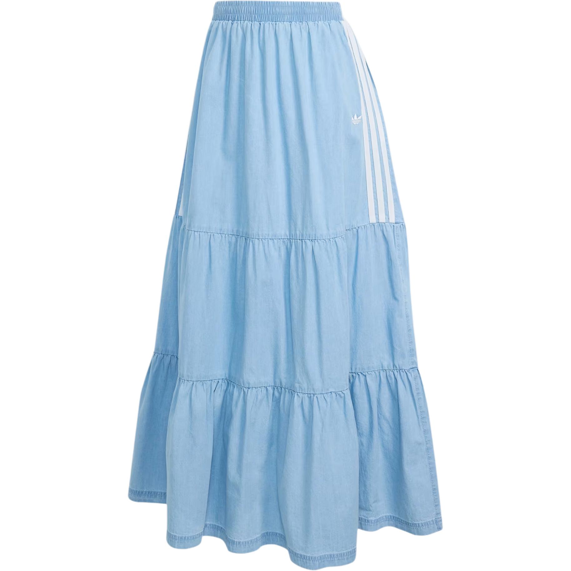 Adidas Originals Long Striped Elastic Denim Maxi Skirt Women skirts KY8113 XS