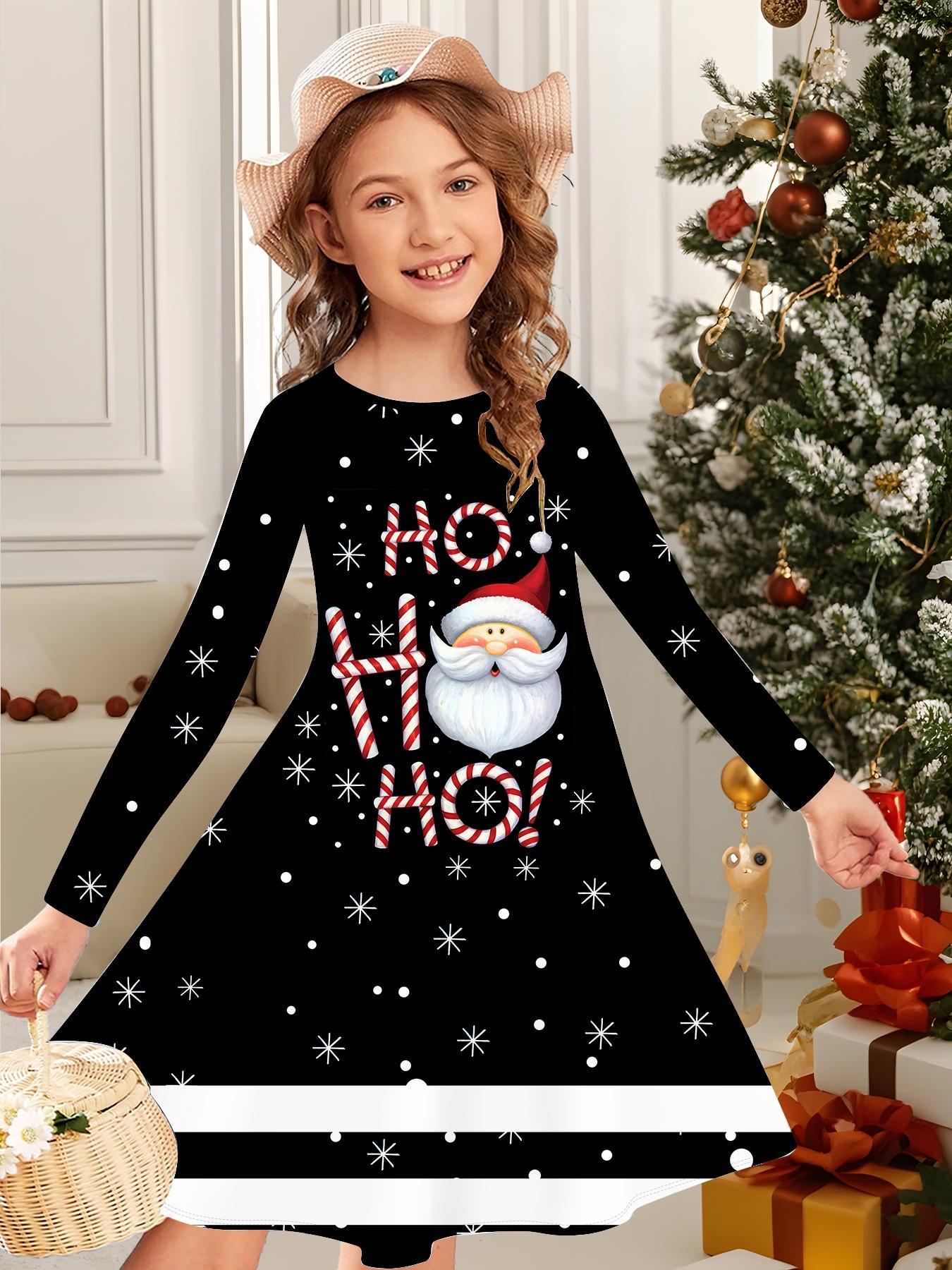 

Модное осенне-зимнее платье для девочек, 3D Рождественский принт, Круглый вырез, Длинное детское платье-футболка, Повседневное универсальное, Рождественская одежда 170 красный