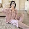 Set Pigiama da Donna Primavera/Autunno 2026 con Imbottiture sul Seno, Maniche Lunghe, Cotone Colorato, Casual Ampio Abbigliamento per la Casa.
