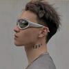 Trendy Y2K Style High-End Silver Square Sunglasses for Men and Women