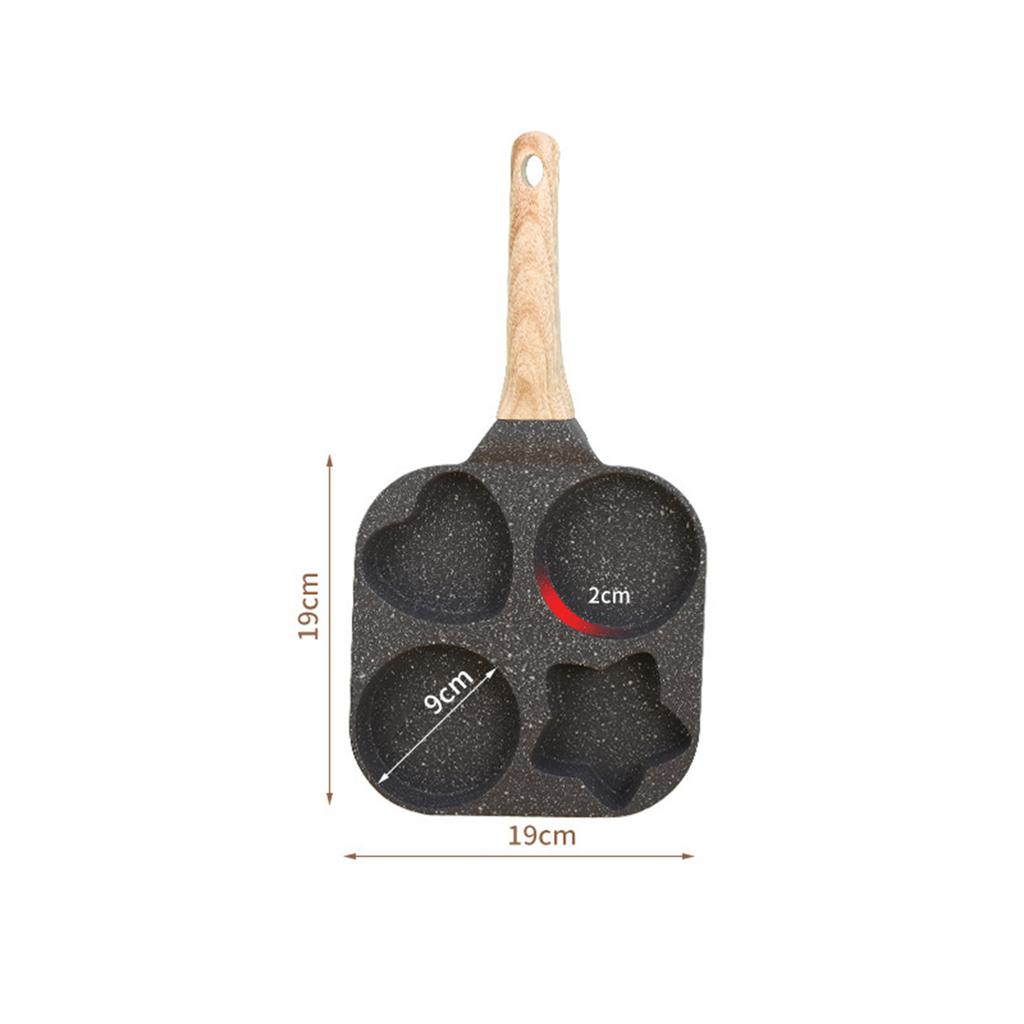 4 Holes Egg Frying Pan Steak Baking Burger Breakfast Maker Cookware Skillet Creative Heart Round Star Shape Kitchen Accessories