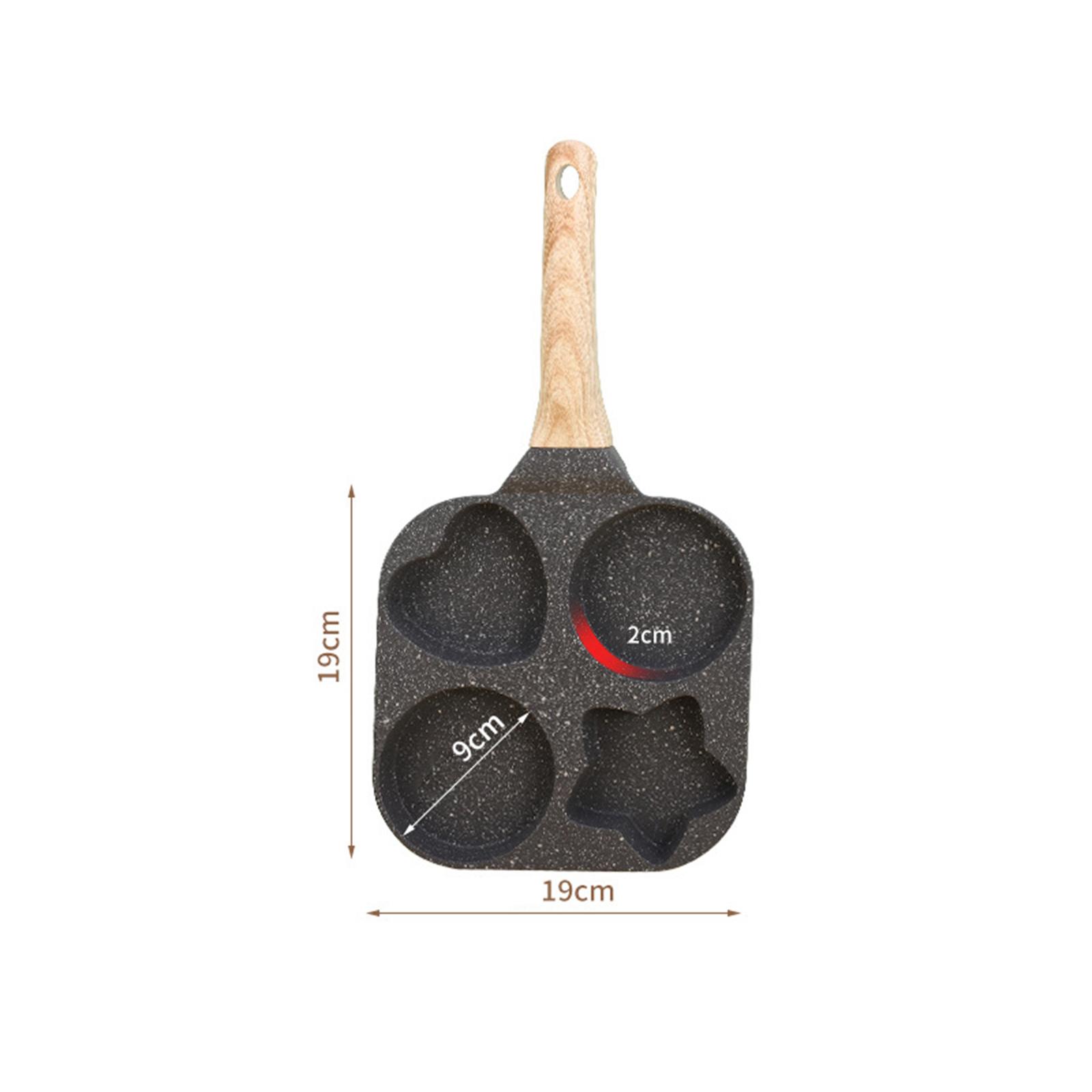 

4 Holes Egg Frying Pan Steak Baking Burger Breakfast Maker Cookware Skillet Creative Heart Round Star Shape Kitchen Accessories чёрный