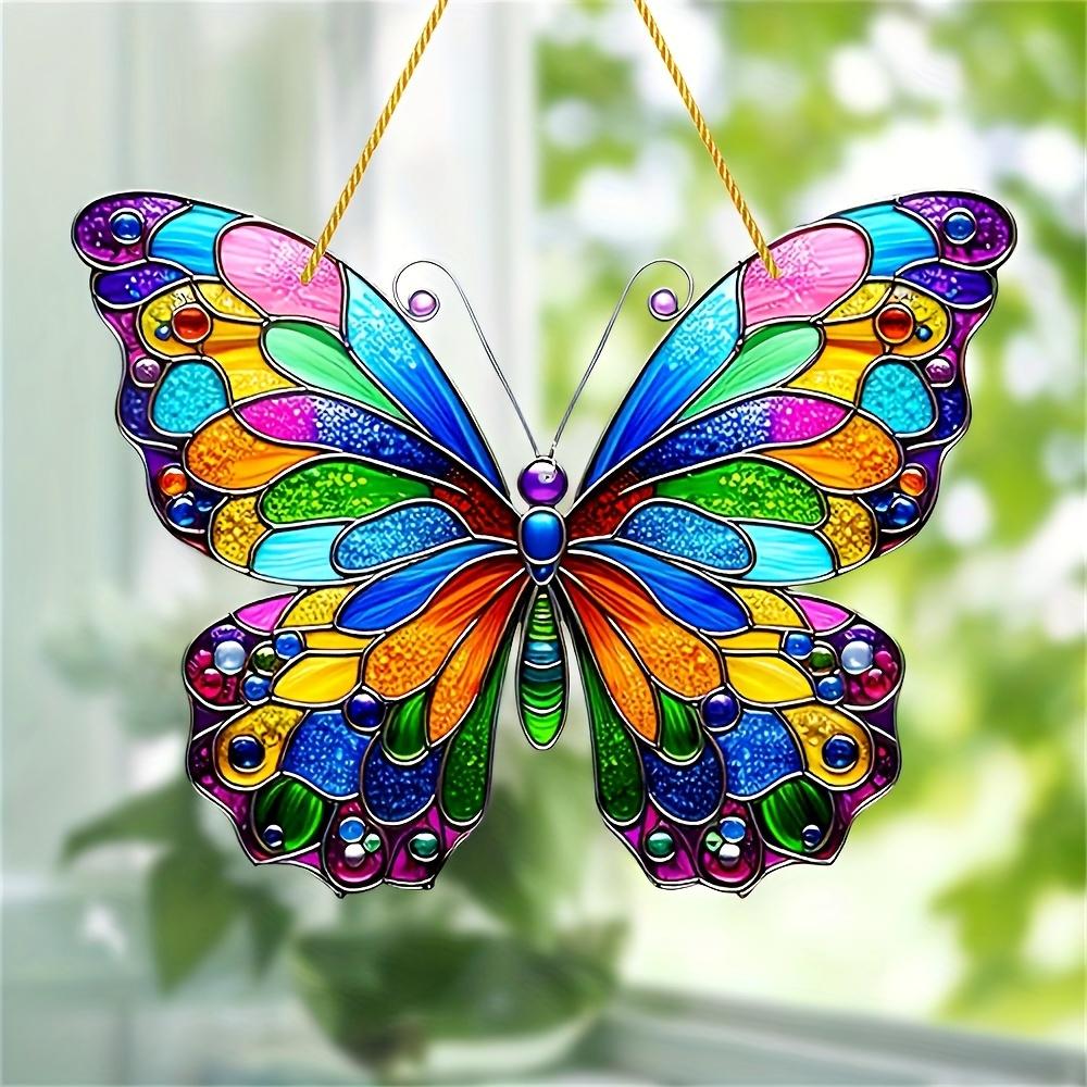 1pc Acrylic Light Catcher Colorful Butterfly, Two Kittens Garden Charm for Holiday Decoration, Housewarming Gift Christmas Cute
