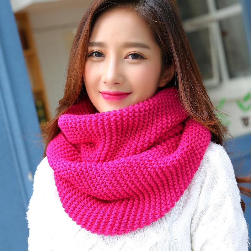 Women's Korean Style Solid Color Knit Wool Pullover Scarf - Autumn/Winter 2025