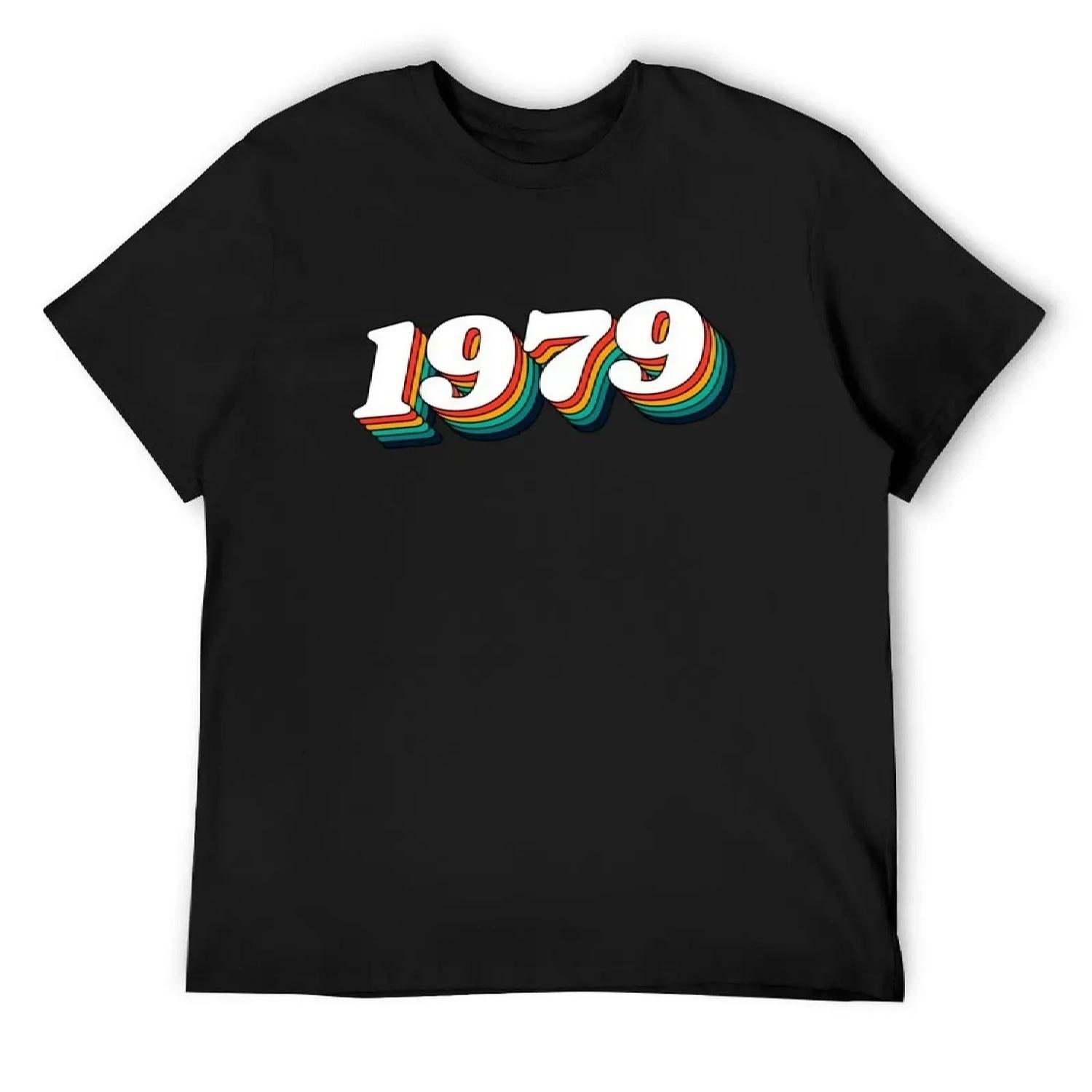 

Ретро-лейбл 1979 года, винтажная футболка на день рождения 1979 года, графика на заказ, мужские футболки S чёрный
