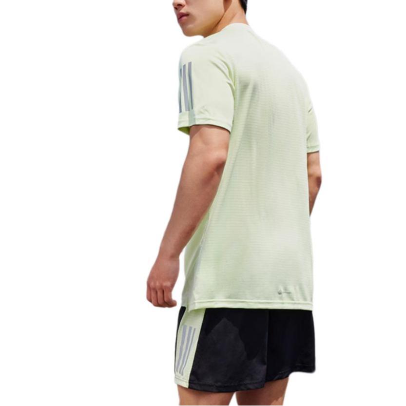adidas T Shirts Men's Green Crew Neck Moderate Straight Fit HB7441