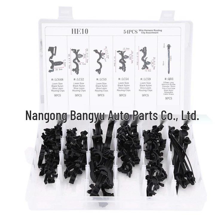 54PCS Car Snap Fasteners & Wiring Harness Clips with Nylon Binding Tape