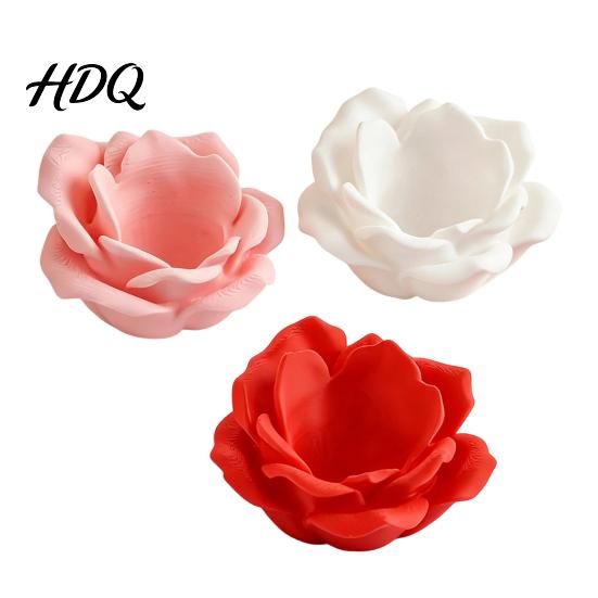 Tabletop Storage Organizer for Jewelry Rose Flower Candle Holders 3D Printed Floral Tealight Holder Multi-Color Decorative Stand Ring Trinket