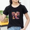 Kids Cotton T Shirt Rainbow Hair Laughing Girl Sitting With Puppy Print Crew Neck Short Sleeve Tee Casual Boys Girls Summer Tops