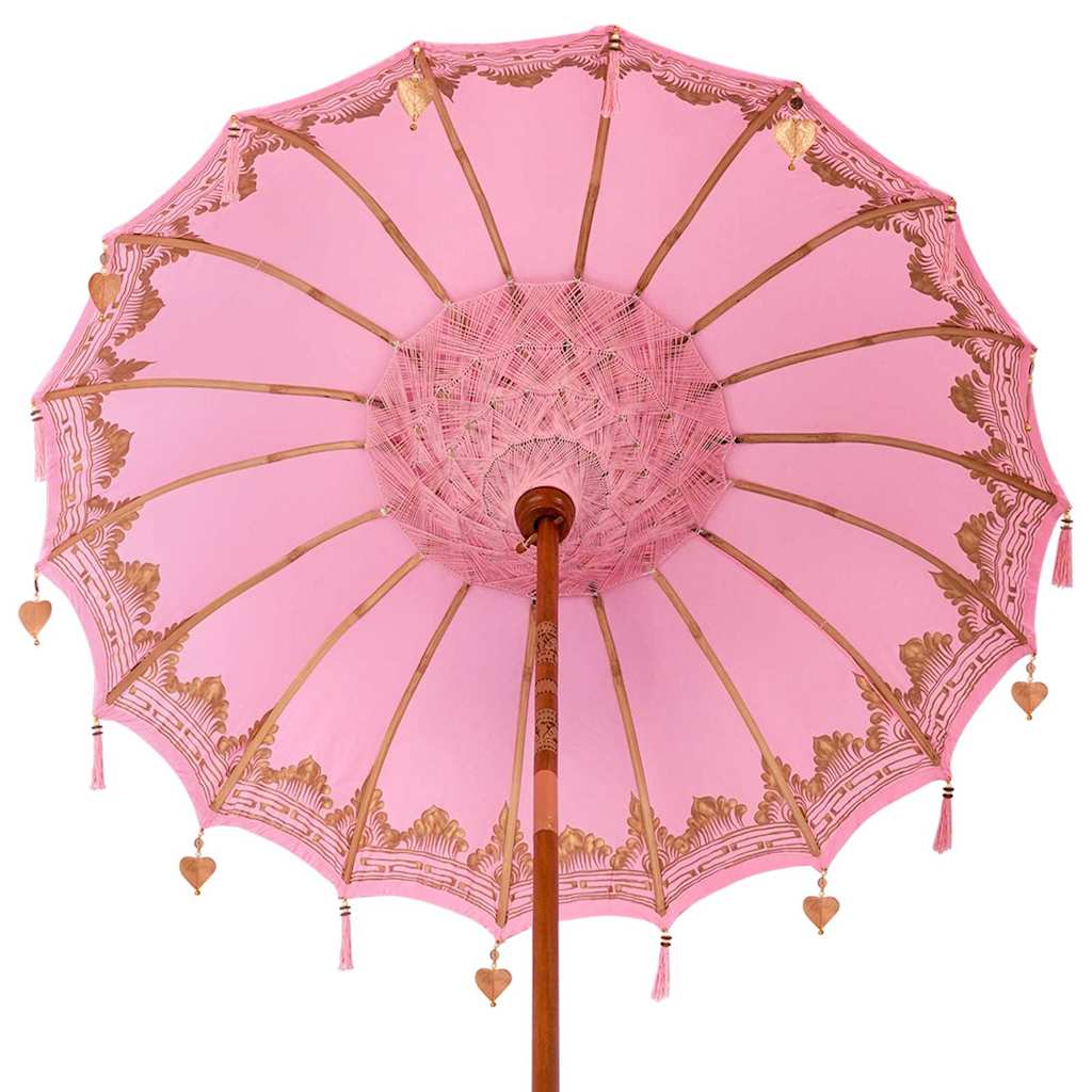 Balinese Sun Umbrella with Base Pink Ø 180 190 Cm