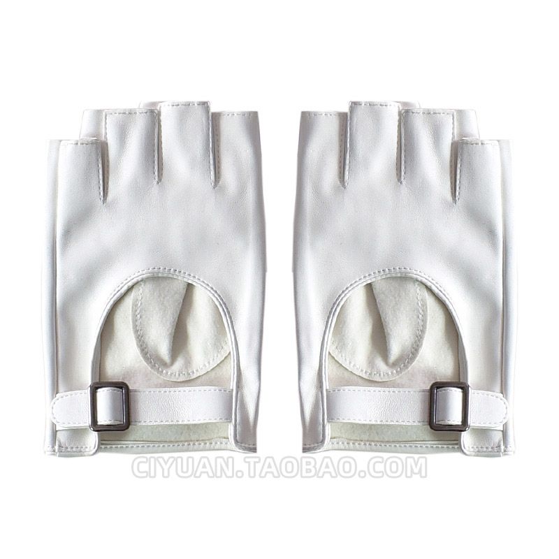 

Lolita Cyberpunk Gothic Waste Soil Half Finger Leather Half Finger Gloves Subculture Y2g Gyaru Cos Yabi Accessories White