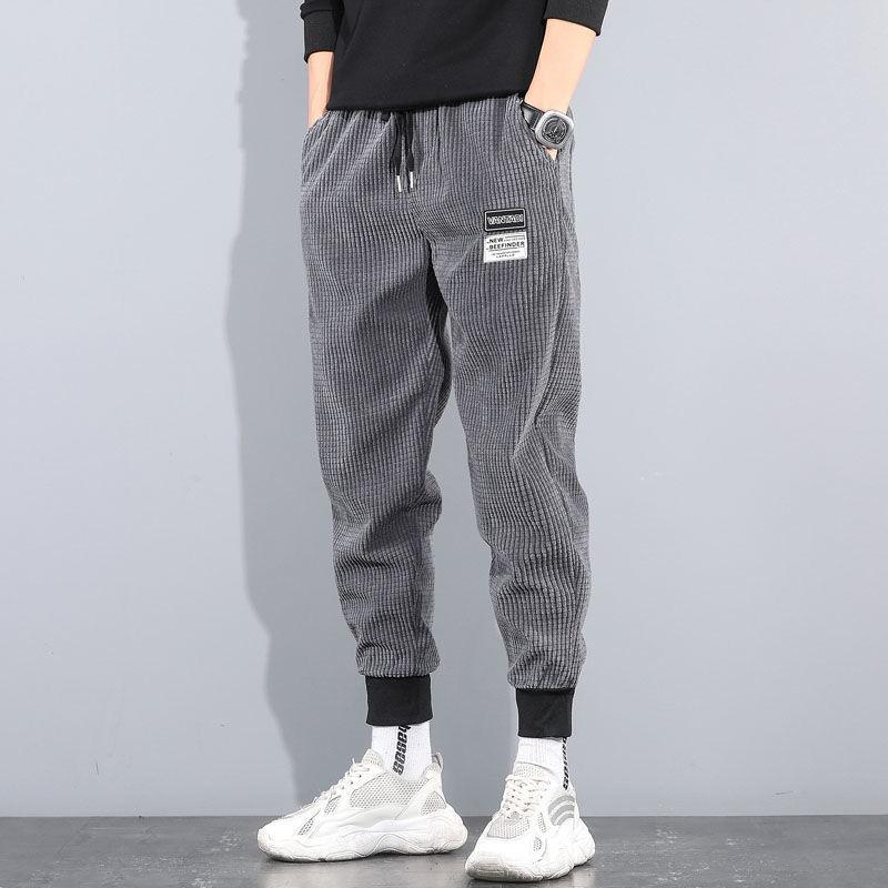 Herren Frühling Herbst Winter Übergröße Cord Dicker Schnürung Warme Hosen Sport und Freizeit Bequem Locker Samt Hosen