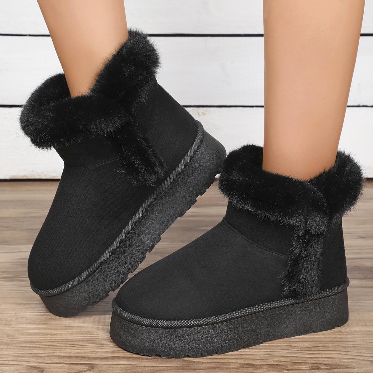 

Модные женские ботинки 2024 года, новые зимние теплые плюшевые зимние ботинки, женские замшевые удобные легкие туфли для женщин Botas De Mujer 40 чёрный