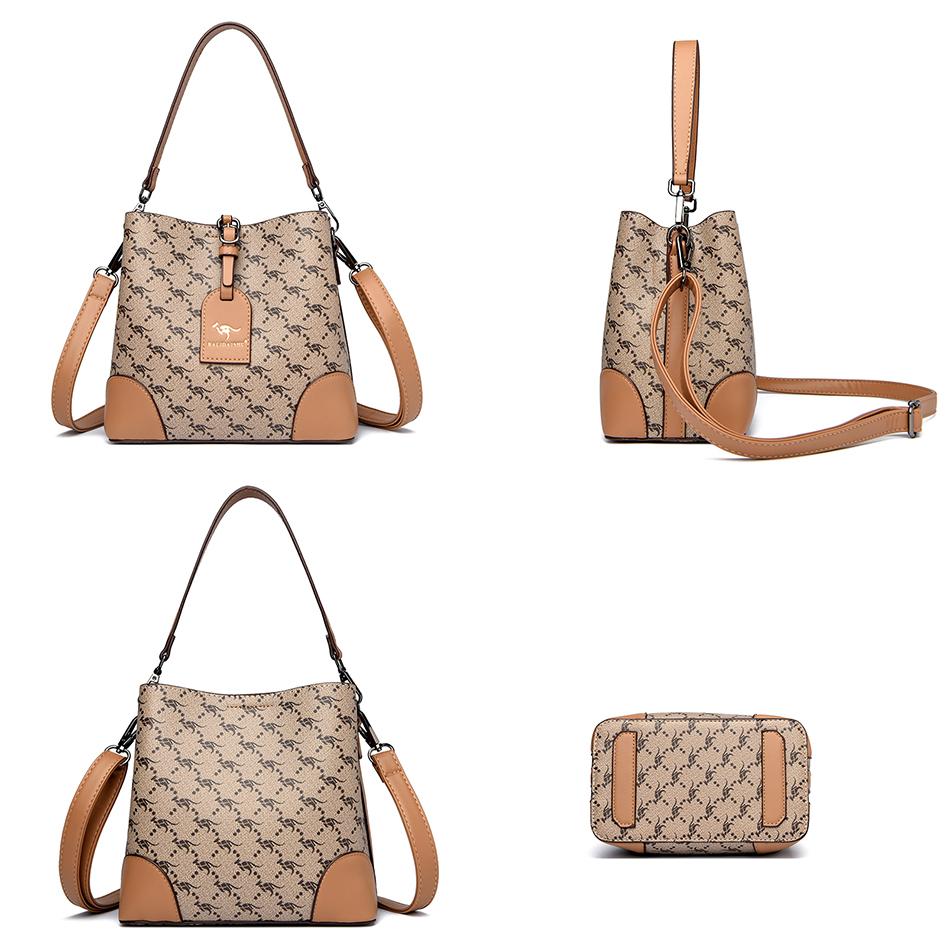 New Luxury Handbags Fashion Printing Bucket Bags Women Leather Handbag Shoulder Bags for Women Female Ladies Hand Bag Sac A Main