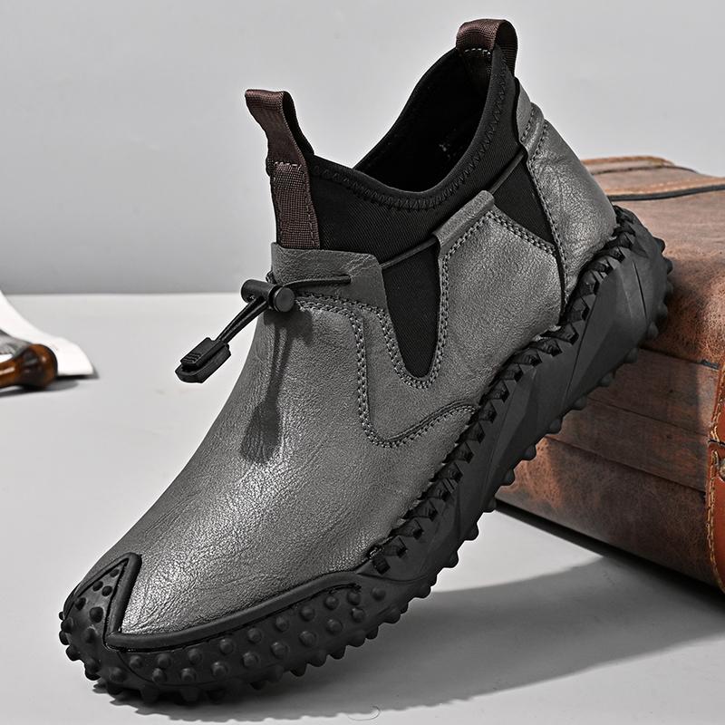 

2024 Новое поступление мужские ботильоны мужские низкие туфли без застежек кожаные модные прогулочные базовые ботинки мужские универсальные мужские кроссовки 46 серый