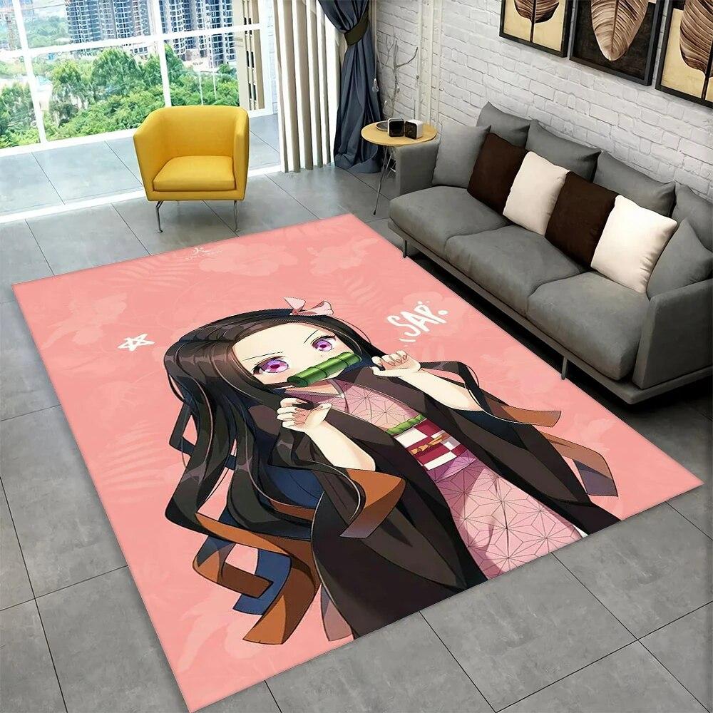 Kamado Nezuko Demon Slayer Anime Area Teppe, Teppe Teppe for Stue Barn Soverom Sofa Dørmatte Dekor, Barn Sklisikker gulvmatte