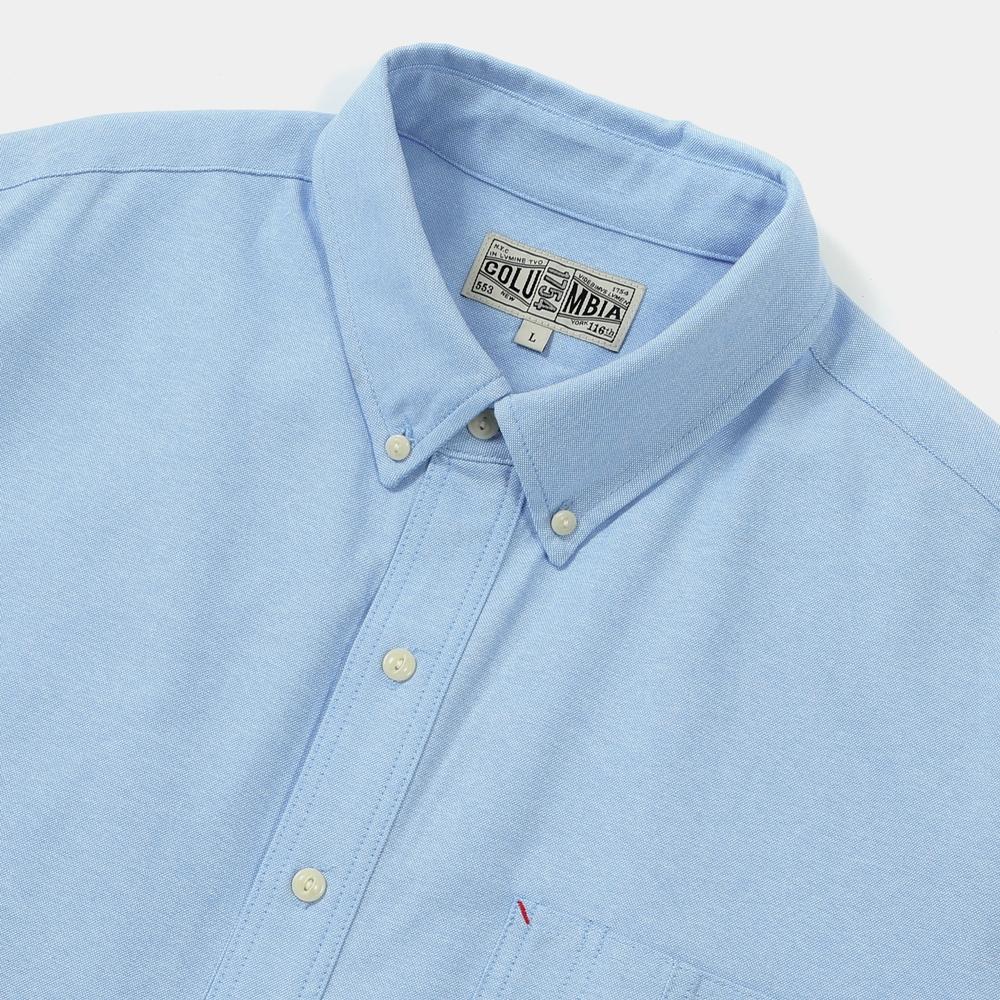 COLUMBIA UNIVERSITY Sl-Label One Pocket Oxford S/S Shirts Blue