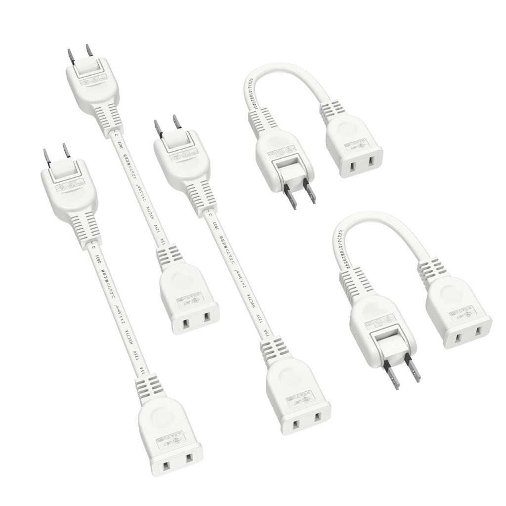 Power Cord for Appliances, Power Extension Cord, Compatible with 2-Pin Plugs, AC Adapter Power Extension Cord, Short, Male-Female Extension Cable,