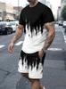 Herenpak Casual Simpel Patroon Print T-shirt Hawaïaans Casual Vakantie T-shirt Tweedelig Sneldrogend Korte Mouw Heren Set